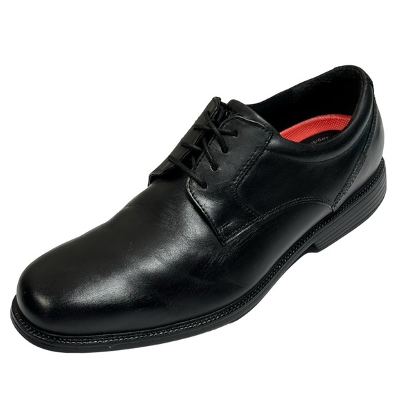 Rockport Black Leather Lace Oxford Lightweight Flexible Shock Absorbent Size 12